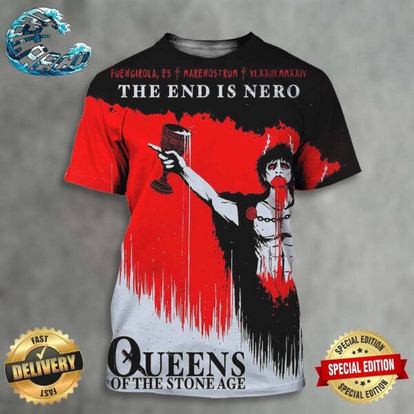 Queens Of The Stone Age The End Is Nero Tour 2024 On VI XXIII MMXXIV At Marenostrum In Fuengirola ES All Over Print Shirt