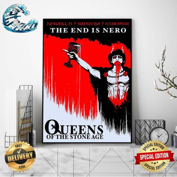 Queens Of The Stone Age The End Is Nero Tour 2024 On VI XXIII MMXXIV At Marenostrum In Fuengirola ES Poster Canvas