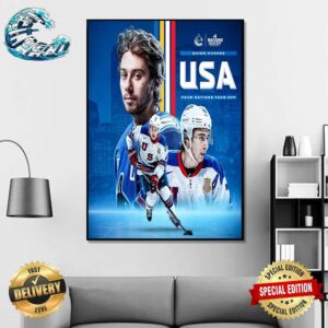 Quinn Hughes Has Been Named To Team USA For The 4 Nations Face-Off Home Decor Poster Canvas