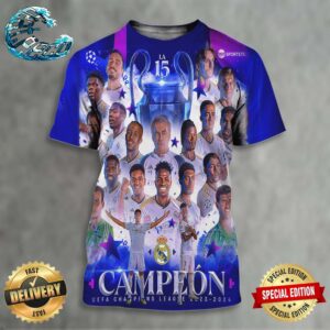 Real Madrid Es Campeon De La UEFA Champions League 2023-24 Llego La 15 Del Rey De Europa All Over Print Shirt