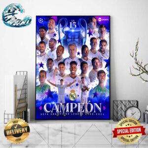 Real Madrid Es Campeon De La UEFA Champions League 2023-24 Llego La 15 Del Rey De Europa Poster Canvas