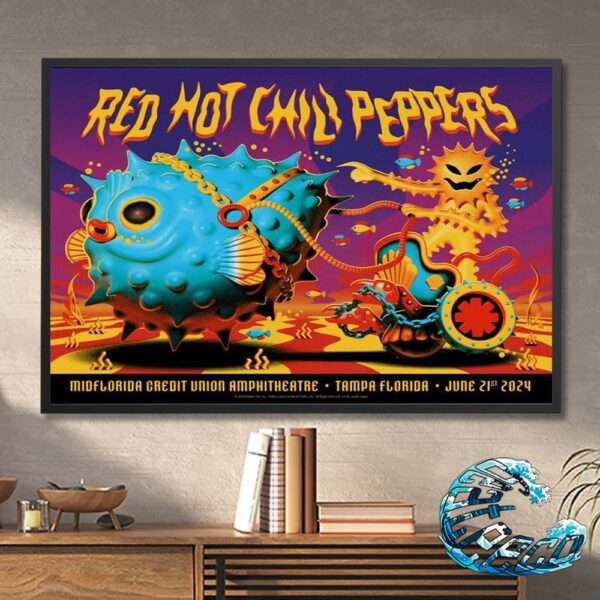 Red Hot Chili Peppers Concert Poster At MidFlorida Credit Union Amphitheatre In Tampa Florida On June 21st 2024 Poster Canvas