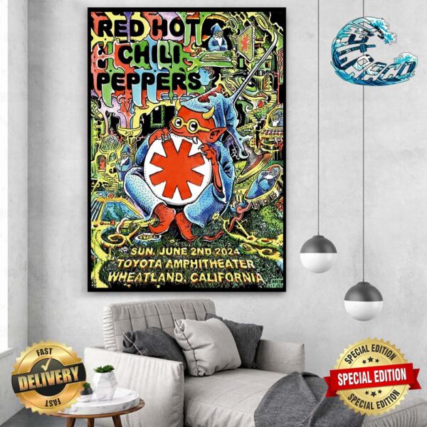 Red Hot Chili Peppers Concert Poster For Tonight Show In Wheatland CA At Toyota Amphitheatre On Sunday June 2nd 2024 Poster Canvas