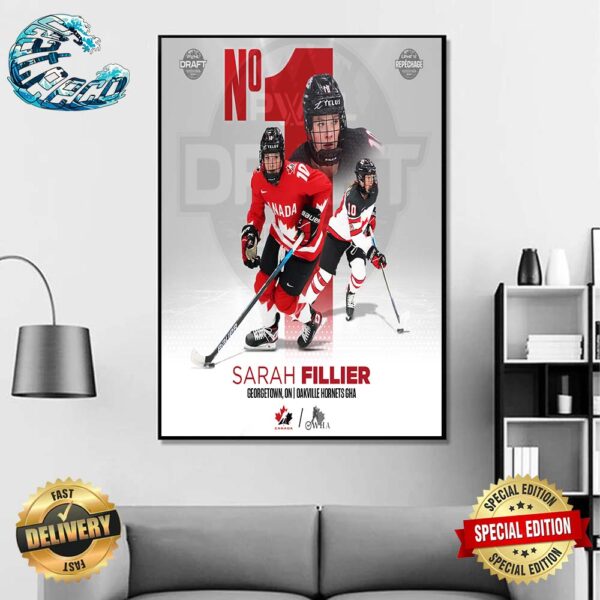 Sarah Fillier Goes To PWHL New York With The 1st Overall Selection In The 2024 PWHL Draft Home Decor Poster Canvas