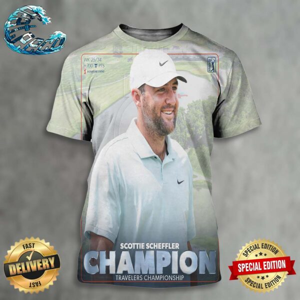 Scottie Scheffler Champion 2024 Travelers Championship His Sixth Win In 10 Starts All Over Print Shirt