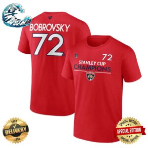 Sergei Bobrovsky 72 Florida Panthers 2024 Stanley Cup Champions Name And Number Two Sides Print Classic T-Shirt