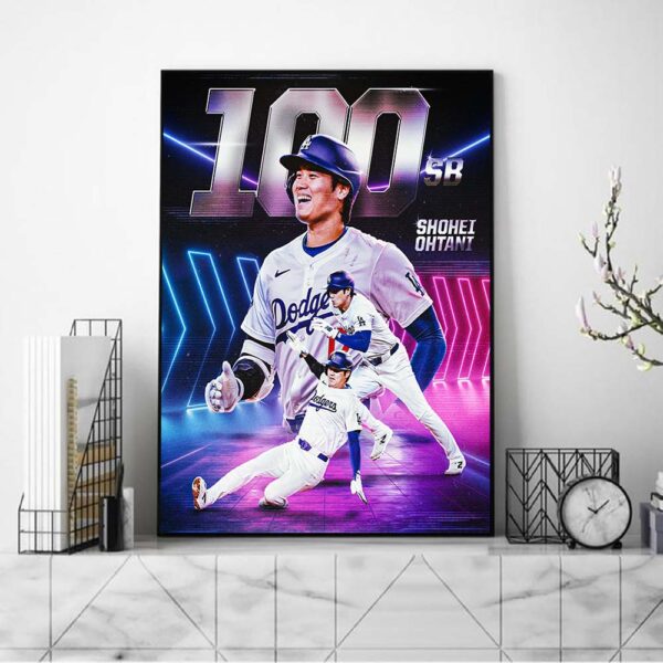 Shohei Ohtani Notches His 100th Career Stolen Base Wall Decor Poster Canvas