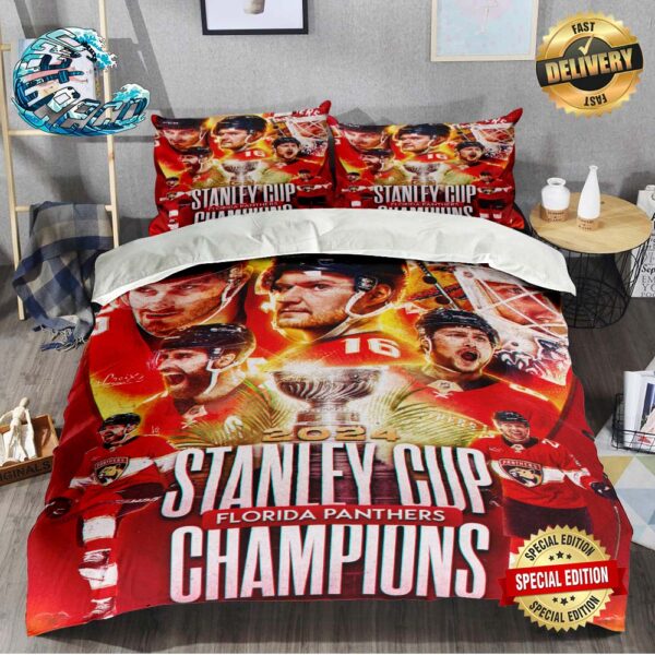 The Florida Panthers Are The 2023-24 NHL Stanley Cup Champions Bedding Set Full