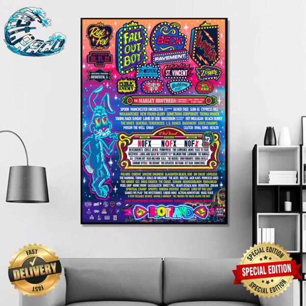 The Riot Fest 2024 Lineup At Seatgeek Stadium In Bridgeview IL On September 20-22nd 2024 Wall Decor Poster Canvas