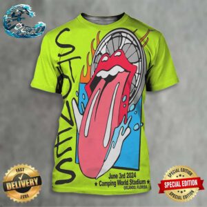 The Rolling Stones Hackney Diamonds Tour 2024 Poster At Camping World Stadium In Orlando Florida On June 3rd 2024 Lithograph All Over Print Shirt
