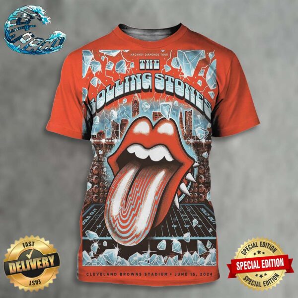 The Rolling Stones Hackney Diamonds Tour 2024 Poster At Cleveland Browns Stadium In Cleveland OH On June 15 2024 All Over Print Shirt