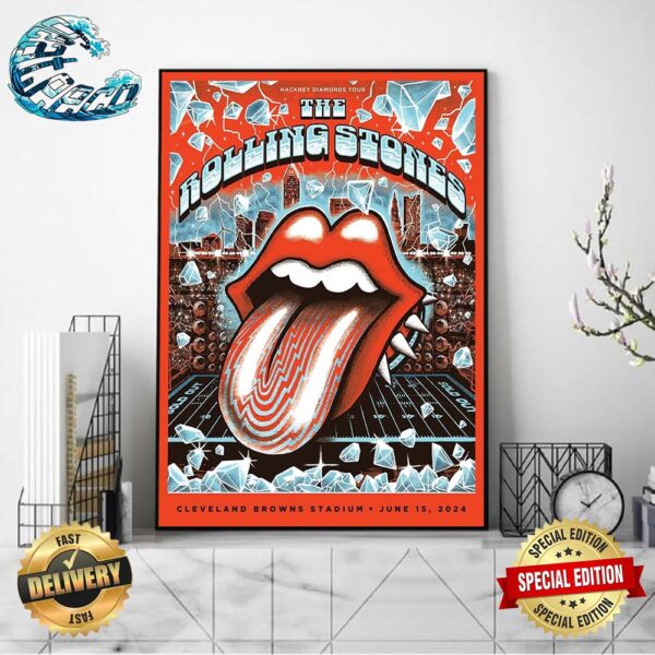 The Rolling Stones Hackney Diamonds Tour 2024 Poster At Cleveland Browns Stadium In Cleveland OH On June 15 2024 Poster Canvas