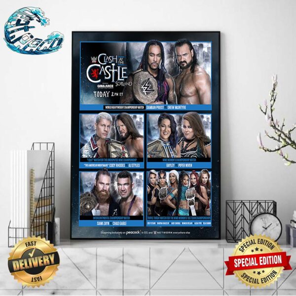 WWE Clash At The Castle Scotland All Matchup Card On June 15 2024 Home Decor Poster Canvas