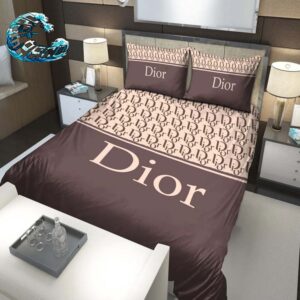 Best Dior Brown Fashion Luxury Brand Premium Bedding Set Full