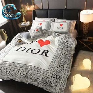 Best I Love Christian Dior Logo Most Comfortable Bedding Set