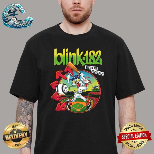 Blink-182 Official Tee In Boston MA At Fenway Park On July 23 One More Time Tour 2024 Vintage T-Shirt