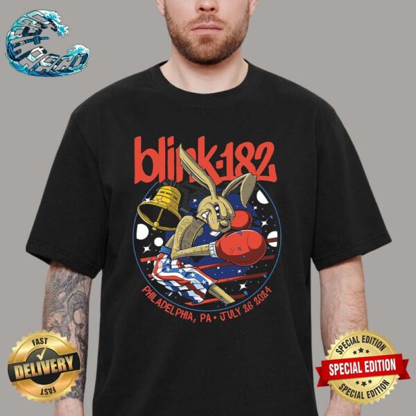 Blink 182 One More Time Tour 2024 Artwork For Tonight Show At Wells Fargo Center In Philadelphia PA On July 26th 2024 Vintage T-Shirt