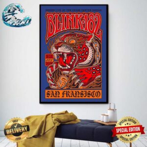 Blink-182 One More Time Tour 2024 Concert Poster In San Francisco Live At The Chase Center On 9th July 2024 Poster Canvas