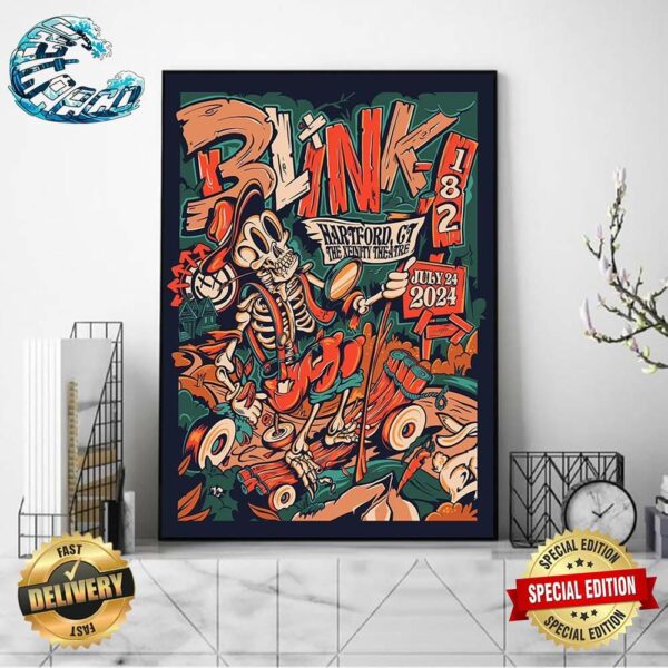 Blink 182 One More Time Tour 2024 In Hartford CT Poster For Show At The Xfinity Theatre On July 24  2024 Wall Decor Poster Canvas
