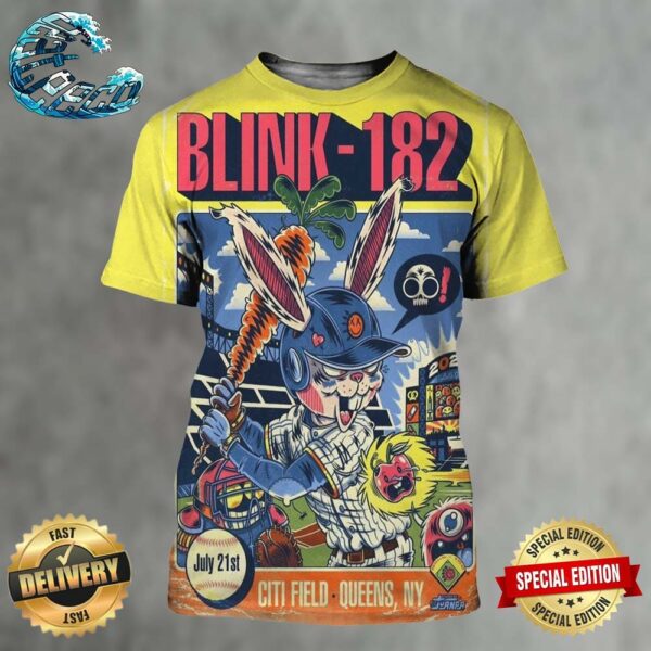 Blink 182 One More Time Tour 2024 Poster Cover New York Mets Tonight At Citi Field In Queens NY On July 21st 2024 All Over Print Shirt