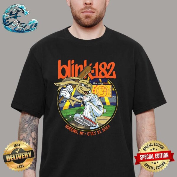 Blink 182 One More Time Tour 2024 Tee Cover New York Mets Tonight At Citi Field In Queens NY On July 21st 2024 T-Shirt