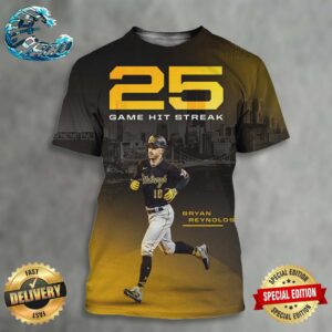 Bryan Reynolds Pittsburgh Pirates 25 Game Hit Streak All Over Print Shirt