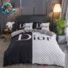 Christian Dior Big Logo Black White Luxury Brand Premium Bedding Set