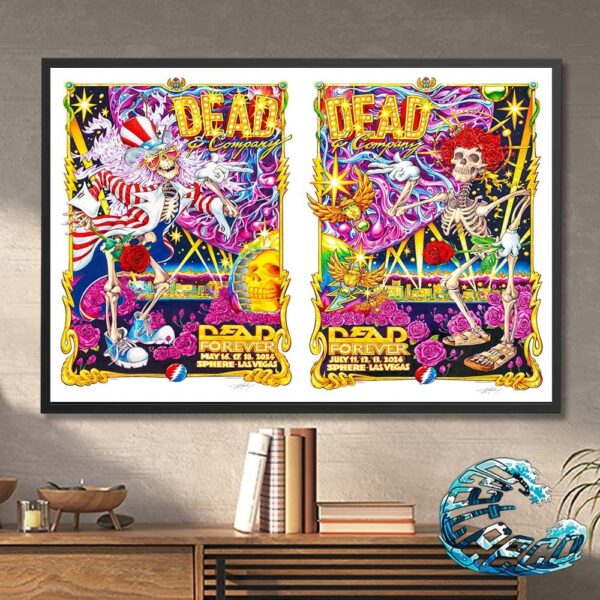 Dead And Company Full Show Combine Poster For May And July 2024 Dead Forever At Sphere In Las Vegas NV Poster Canvas