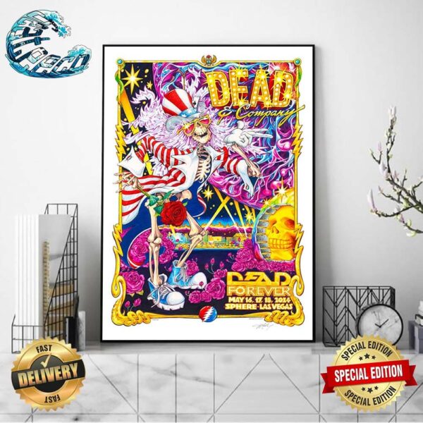 Dead And Company Happy Sphere Concert Poster Dead Forever On May 16 17 18 2024 At Sphere In Las Vegas NV Wall Decor Poster Canvas