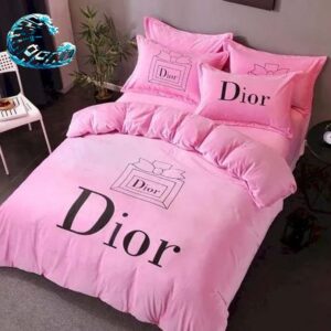 Dior Pink Background Bedding Set Queen