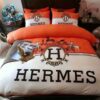 Hermes Double Horse Gold Luxury Duvet Cover Bed Set