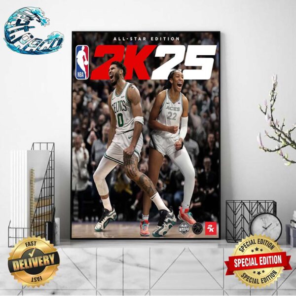 Jayson Tatum And A’Ja Wilson Are The Cover Athletes Of NBA 2K25 Wall Decor Poster Canvas