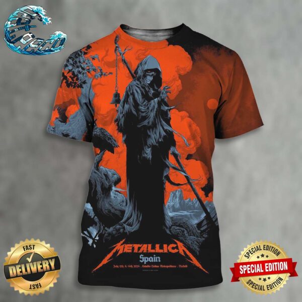 Metallica Spain Concert Poster In Madrid At Estadio Civitas Metropolitano On July 12th And 14th 2024 M72 World Tour All Over Print Shirt