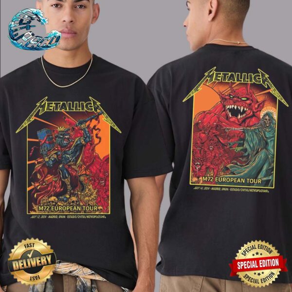 Metallica Spain In Madrid At Estadio Civitas Metropolitano M72 World Tour On July 12th And 14th 2024 Full Show Merch For Night 1 And 2 Two Sides Print Classic T-Shirt