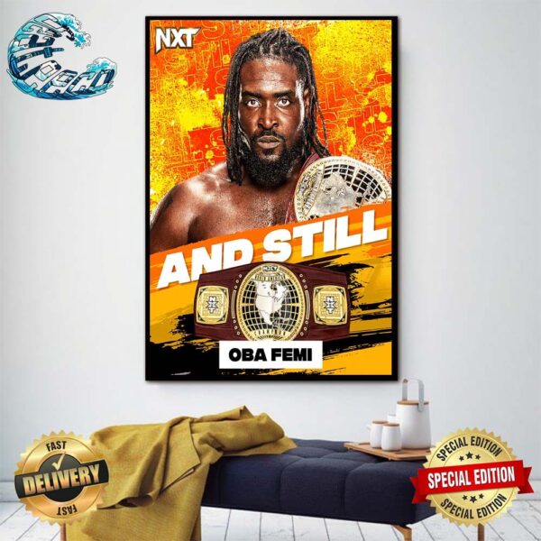Oba Femi And Still WWE NXT North American Champion On July 16 2024 Home Decor Poster Canvas