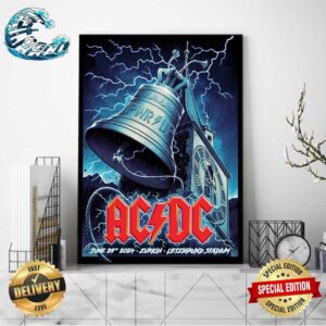 Official ACDC Poster For The Show In Zurich Switzerland At Letzigrund Stadium On June 29th PWR Up Tour 2024 Wall Decor Poster Canvas