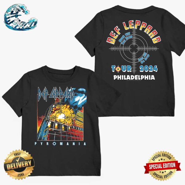 Official Def Leppard Pyromania Tour 2024 In Philadelphia PA On July 23 2024 Two Sides Print Unisex T-Shirt