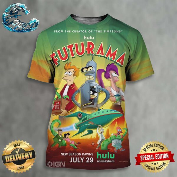 Official First Poster For Futurama Season 12 Premieres July 29 On HuLu All Over Print Shirt