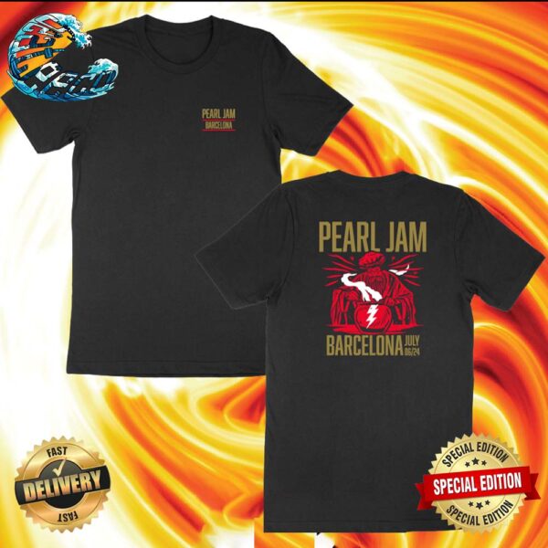 Official Pearl Jam In Barcelona Night 1 The Witch Artwork At Palau Sant Jordi On July 6 2024 Two Sides Print Premium T-Shirt