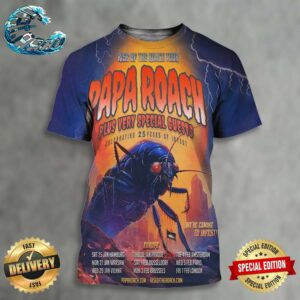 Papa Roach Rise Of The Roach Tour 2024 Plus Very Special Guests Celebrating 25 Years Of Infest Schedule List Date All Over Print Shirt