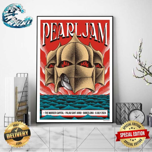 Pearl Jam Dark Matter World Tour 2024 Event Poster The Murder Capital In Barcelona Night 1 At Palau Sant Jordi On July 6 Wall Decor Poster Canvas