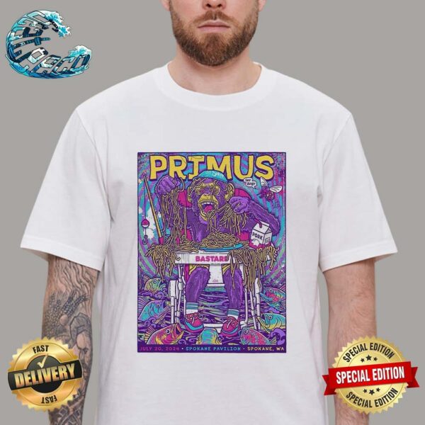 Primus In Spokane WA Official Poster For Tonight’s Show At Spokane Pavilion On July 20 2024 Vintage T-Shirt