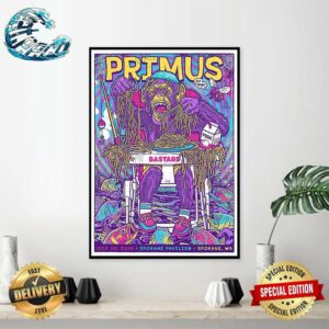 Primus In Spokane WA Official Poster For Tonight’s Show At Spokane Pavilion On July 20 2024 Wall Decor Poster Canvas