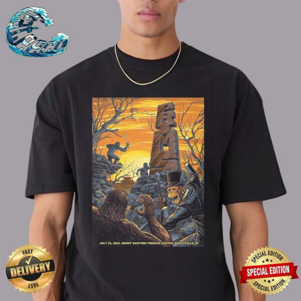 Primus Official Poster For Show At Denny Sanford Premier Center In Sioux Falls SD On July 24 2024 Vintage T-Shirt