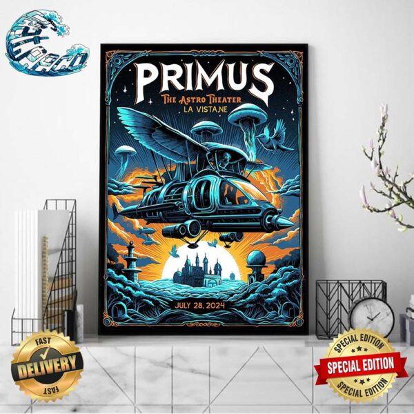 Primus Poster For Show At The Astro Theater On July 28 2024 In La Vista NE Wall Decor Poster Canvas