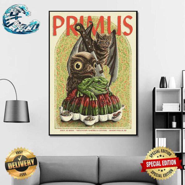 Primus Poster For Tonight Show In Idaho Falls ID Is Designed By Neal Williams At Mountain America Center On July 15 2024 Poster Canvas