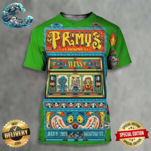 Primus Show Official Poster In Highland CA At Yaamaba Resort And Casino On July 9 2024 All Over Print Shirt