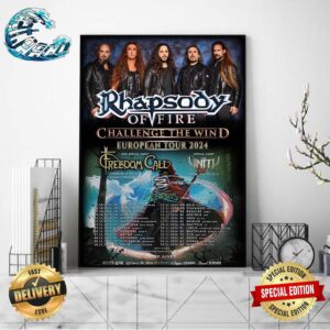 Rhapsody Of Fire Challenge The Wind EU Tour 2024 Special Guest Freedom Call Schedule List Date Full Line Up Poster Canvas