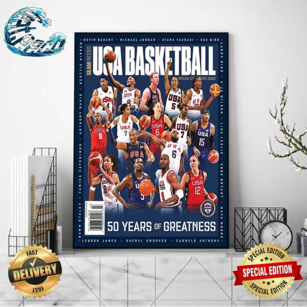 SLAM Presents USA Basketball Is Celebrating 50 Years Of Greatness 2024 Paris Olympics Home Decor Poster Canvas