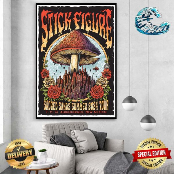 Stick Figure Official Poster For Tonight In Albuquerque New Mexico Sacred Sands Summer 2024 Tour On July 11 2024 Poster Canvas